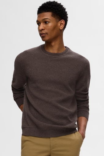 Ross Knit Structure Crew Neck Chocolate Torte