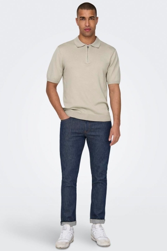 Wyler SS Zip Polo Knit Silver Lining