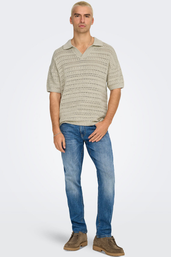 Grayson SS Chocket Knit Polo Silver Lining