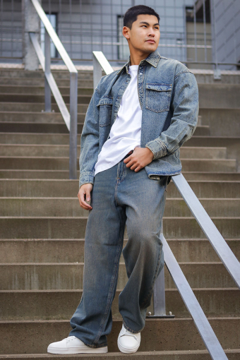 Austin Wide Fit Denim Shirt LS Light Blue Denim