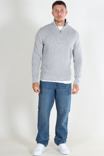 Milano Stitch Knit Half Zip Light Grey Melange