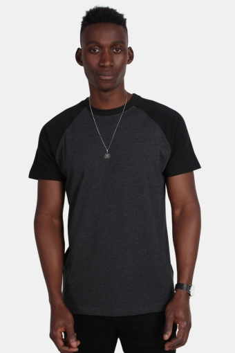 Raglan Contrast Tee Charcoal/Black