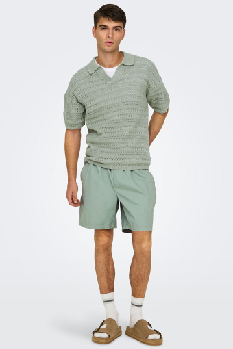 Grayson SS Chocket Knit Polo Wrought Iron