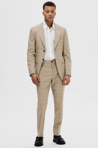 Oasis Linen Check Trousers Sand