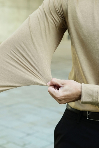 Theodore LS Stretch Shirt Dark Beige