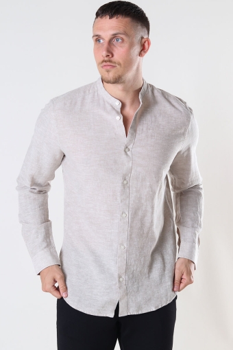 ONSCAIDEN LS SOLID LINEN MAO SHIRT NOOS Chinchilla