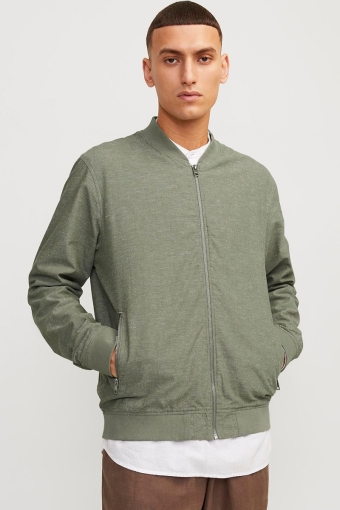 Summer Linen Bomber Jacket Deep Lichen Green