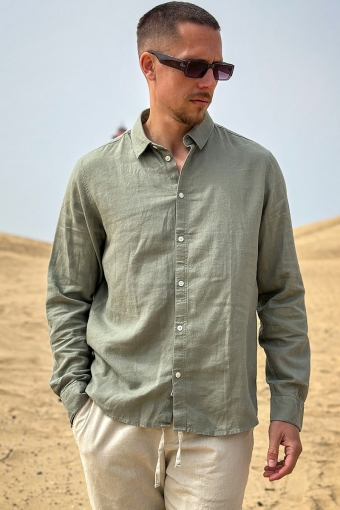 Enea Allan Linen Shirt LS Vetiver