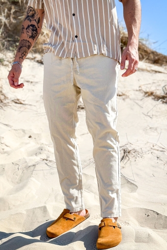 Linus Linen Crop Pants  Silver Lining