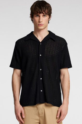 Bane Relax Fit Jacqaurd Shirt SS Black